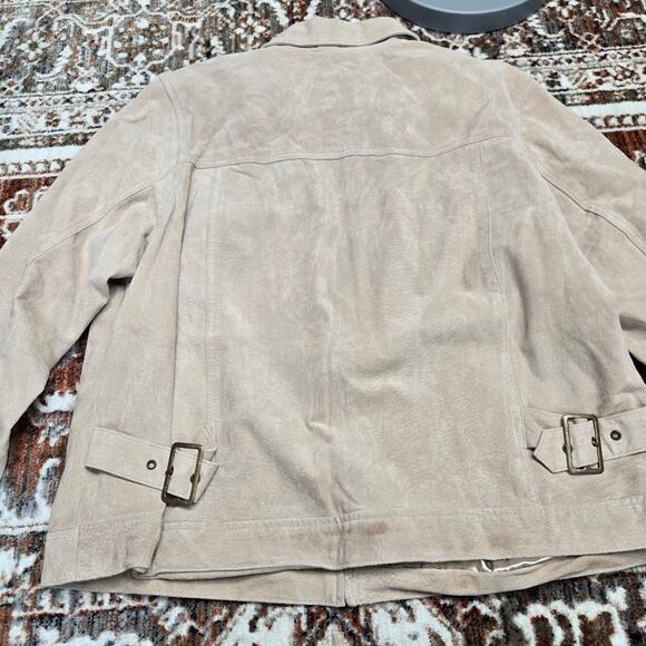 Denim & Co Leather Zip Up Jacket Brown Tan Buckle Accent - Picture 6 of 9